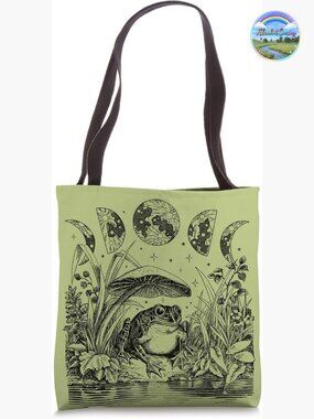 Cottagecore Frog Mushroom Moon Witchy Tote Totes Handbag